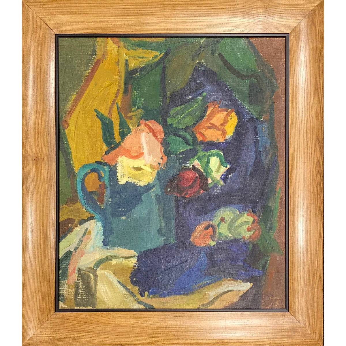 Juzefa (Juzė) Katiliūtė | Still Life, Roses in a Green Vase | Oil on canvas, 55.5x45.5