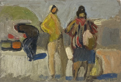 Moshe Rosenthalis | Figures | Oil on cardboard, 17x25 (32 x 40)