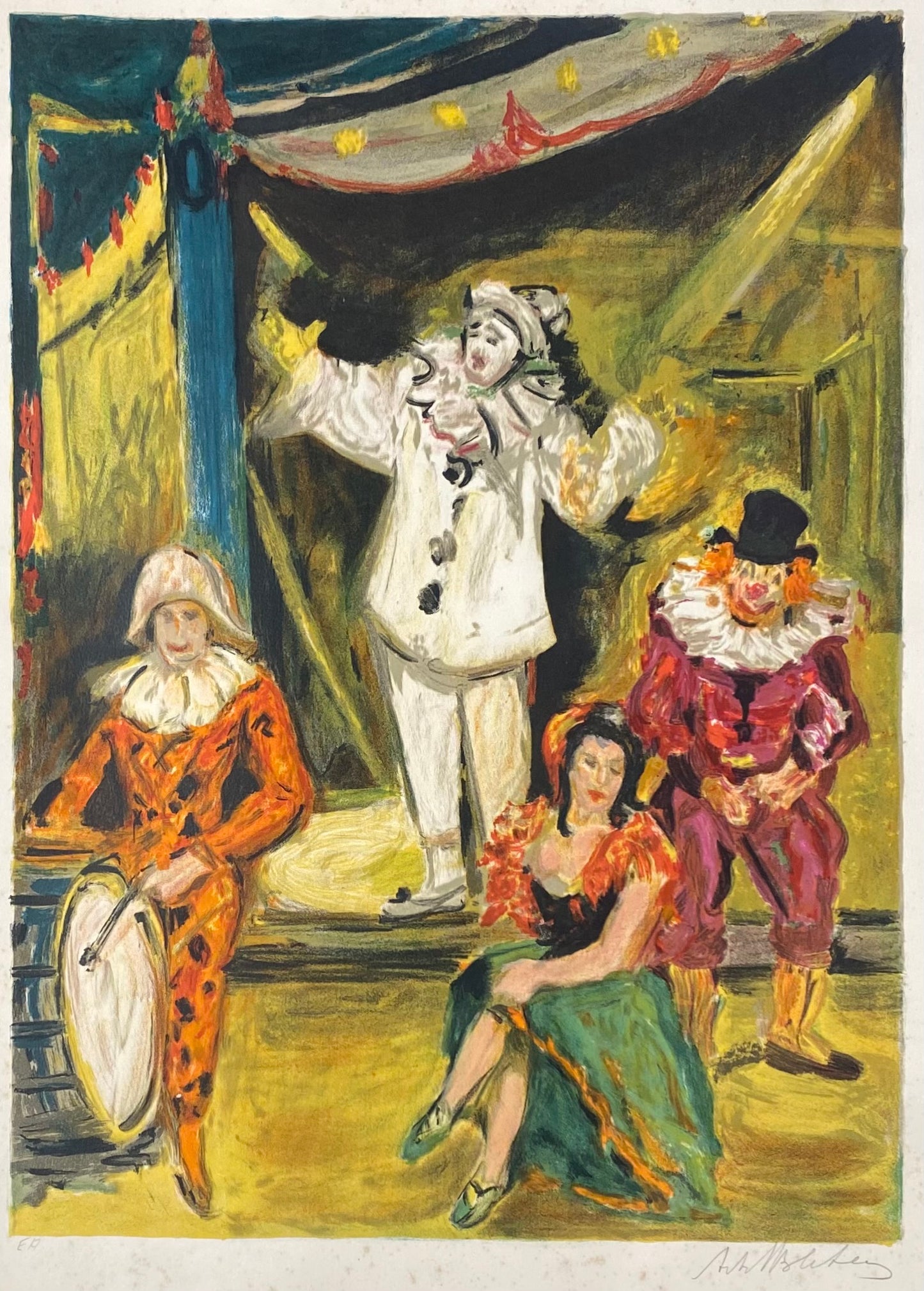 Arbit Blatas | Commedia dell'arte personažai iš Ruggero Leoncavallo operos „Pajacai“,1975 | Litografija, 60x44 (84x64)
