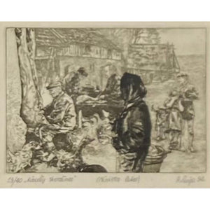 Audrius Puipa | Slaughter of pigs, 1992 | Etching, 11x15.5 (31x37)