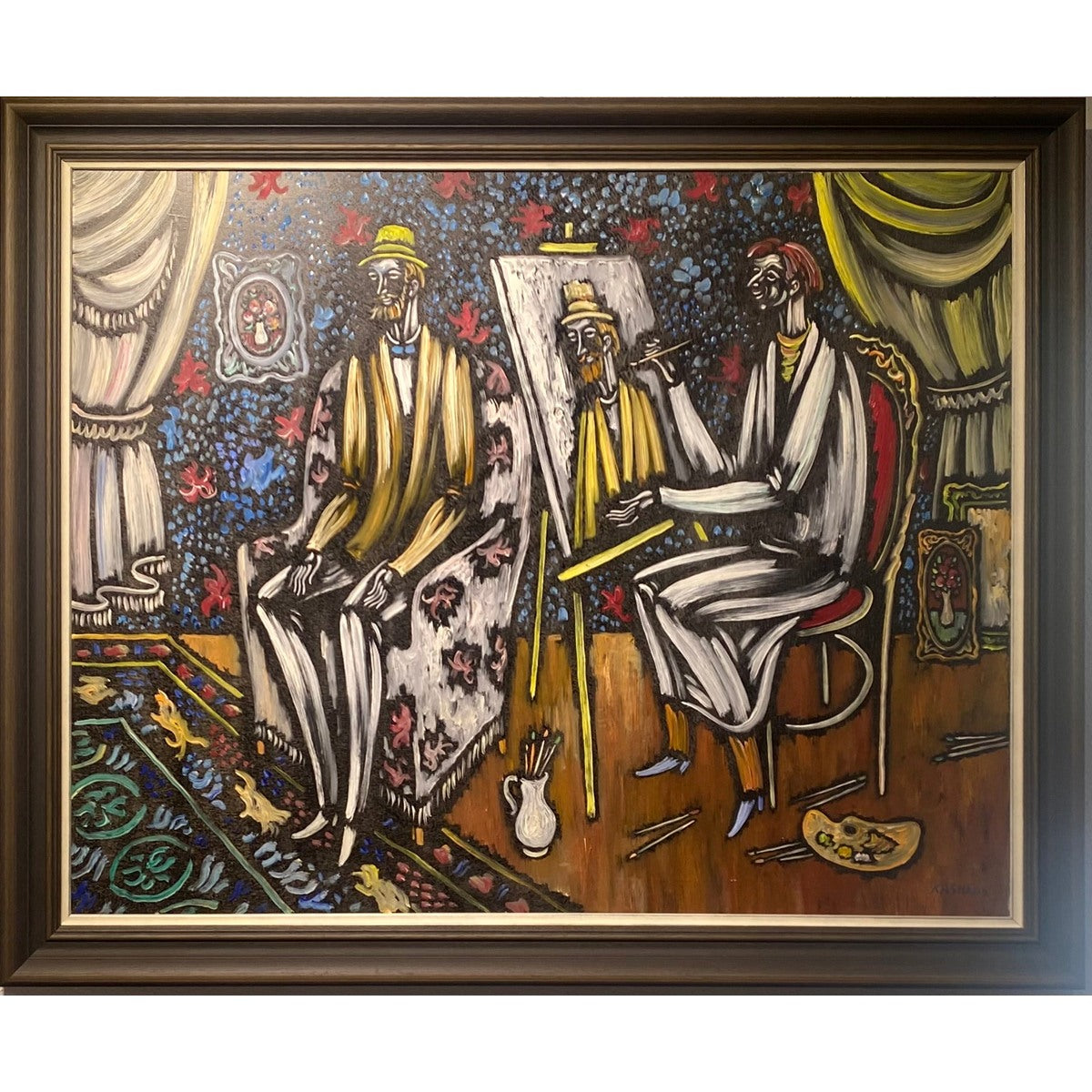 Vytautas Kasiulis | Dailininko dirbtuvėje | Aliejus, drobė, 73x93 (86x106)