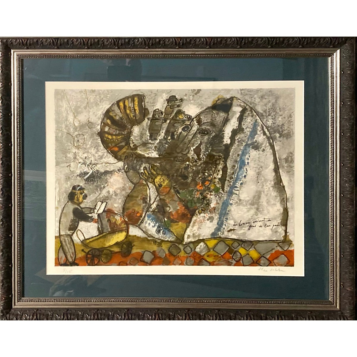 Theo Tobiasse | Des hommes arrivent du fond de leur passé, 1968 | 10-spalvė litografija, Arches popierius, 45x60 (71x87)