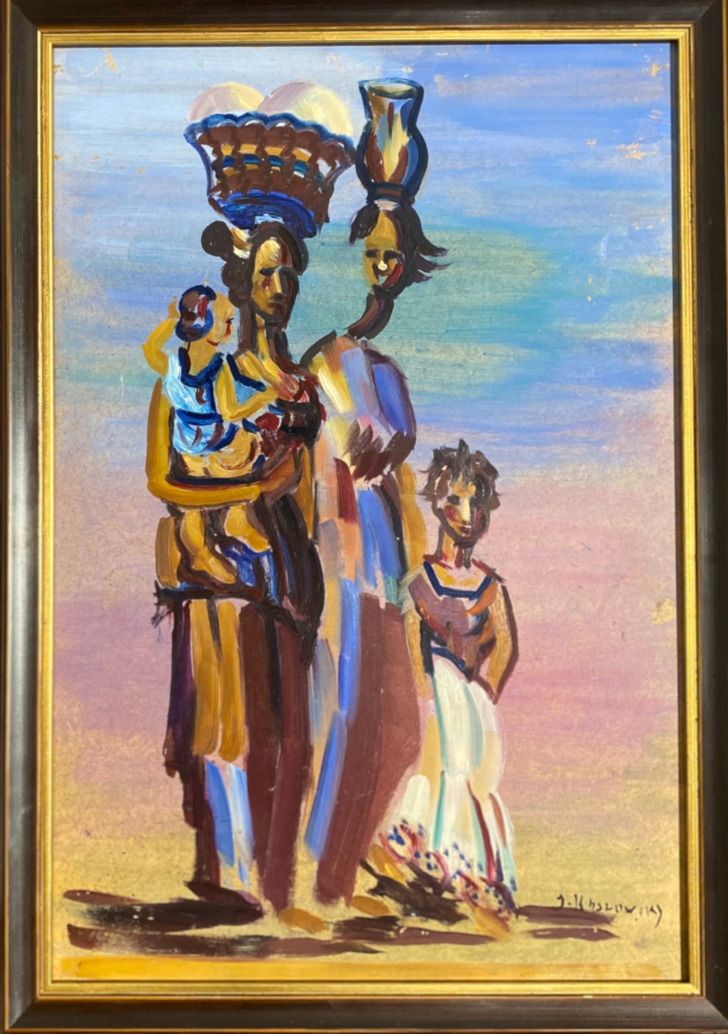 Jacob Koslowsky (Jokūbas Kazlauskas) | Moterys su vaikais | Aliejus, plokštė, 45x30 (49x34)