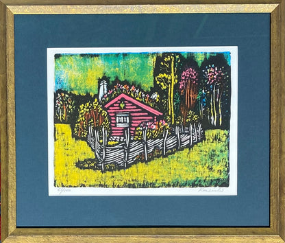 Vytautas Kasiulis | House with Gärdesgård | Lithography, 16X22 (29X34)