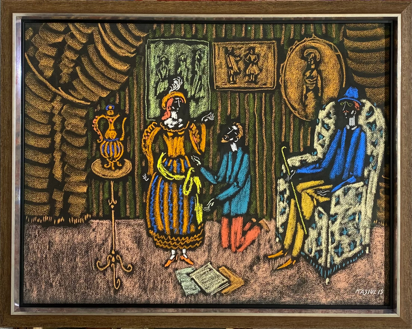 Vytautas Kasiulis | Scena, XX a. 6 deš. | Pastelė, popierius, 50x65 (56x71)