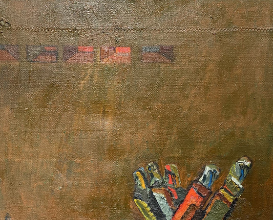 Vincas Kisarauskas | Figūros pakraštyje, 1987 | Aliejus, drobė, 81x100 (96x115)