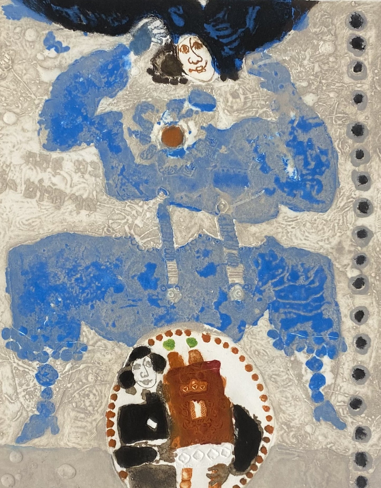 Theo Tobiasse | Aujourd'hui je t'ai engendré, a. 1980 | Akvatinta, ofortas, reljefas, popierius, 42x39 (83x63)