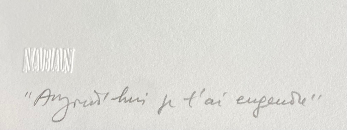 Theo Tobiasse | Aujourd'hui je t'ai engendré, a. 1980 | Akvatinta, ofortas, reljefas, popierius, 42x39 (83x63)