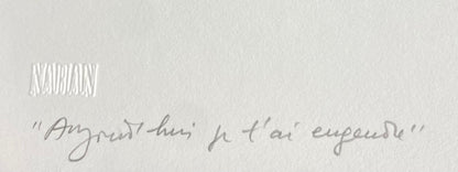 Theo Tobiasse | Aujourd'hui je t'ai engendré, a. 1980 | Akvatinta, ofortas, reljefas, popierius, 42x39 (83x63)