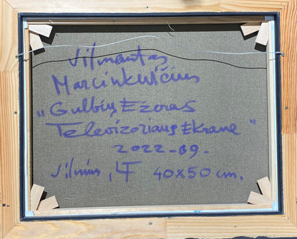 Vilmantas Marcinkevičius | Swan Lake on the TV screen, 2022 | Oil, acrylic on canvas, 40x50 (45x55)