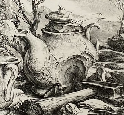 Samuel Bak | Teapot with Hammer, 1973 | Litograph, 25x24,5 (47,5x46.5)