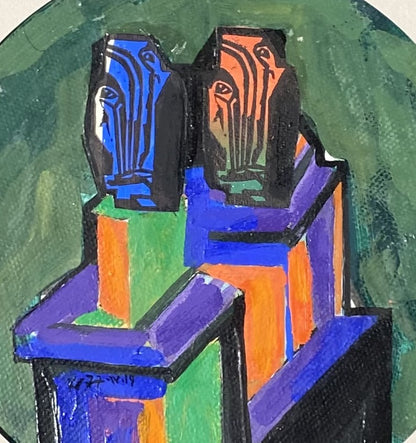 Vincas Kisarauskas | Vienas ir kitas, 1977 | Mišri tempera, kartonas, 27x27 (41x41)