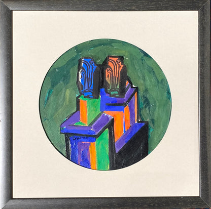 Vincas Kisarauskas | Vienas ir kitas, 1977 | Mišri tempera, kartonas, 27x27 (41x41)