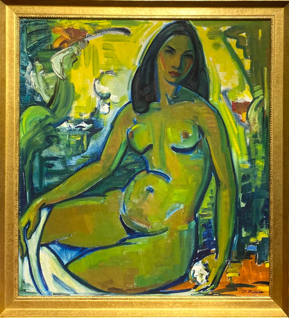 Jonas Rimša | Banista / Mauduolė, 1959 | Aliejus, drobė, 93.5x84.5 (106x97)