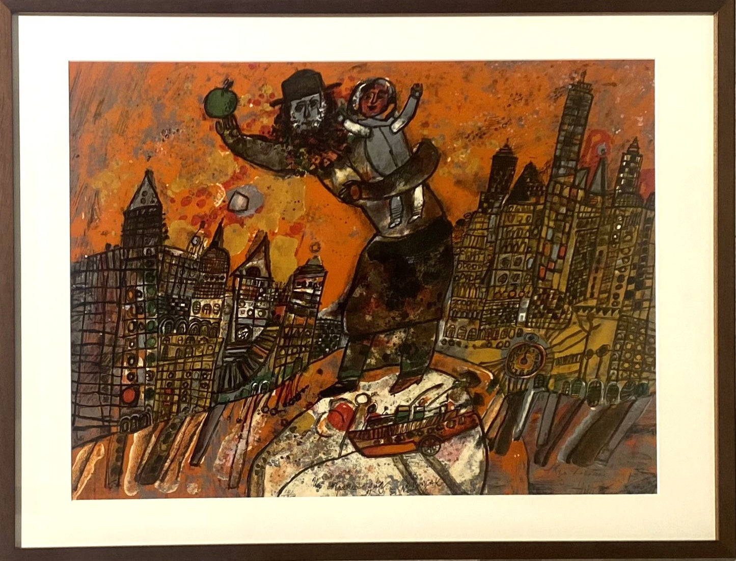 Theo Tobiasse | A Jewish peddler in New York | 8 color lithograph on Arches paper, 51x67.5 (63x83)