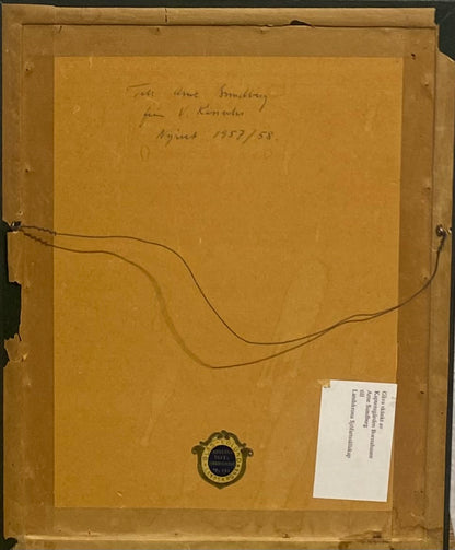 Vytautas Kasiulis | Kompozicija su gaidžiais, 1957 | Akvarėlė, popierius, 20x14 (32x25)