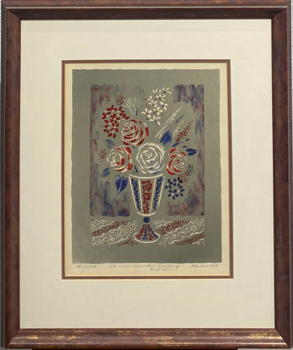 Vytautas Kasiulis | Gėlės | Litografija, 28x22 (51x43)