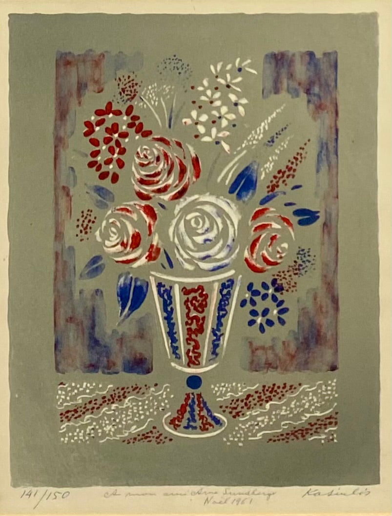 Vytautas Kasiulis | Gėlės | Litografija, 28x22 (51x43)