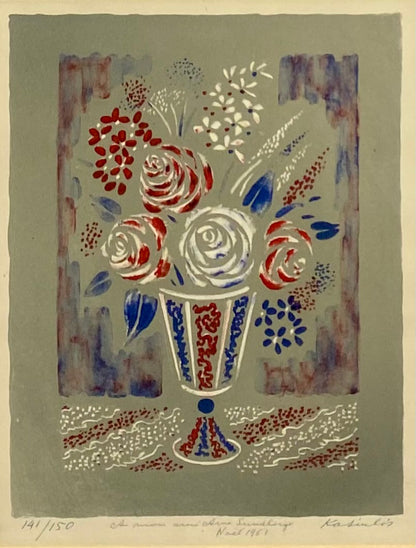 Vytautas Kasiulis | Gėlės | Litografija, 28x22 (51x43)