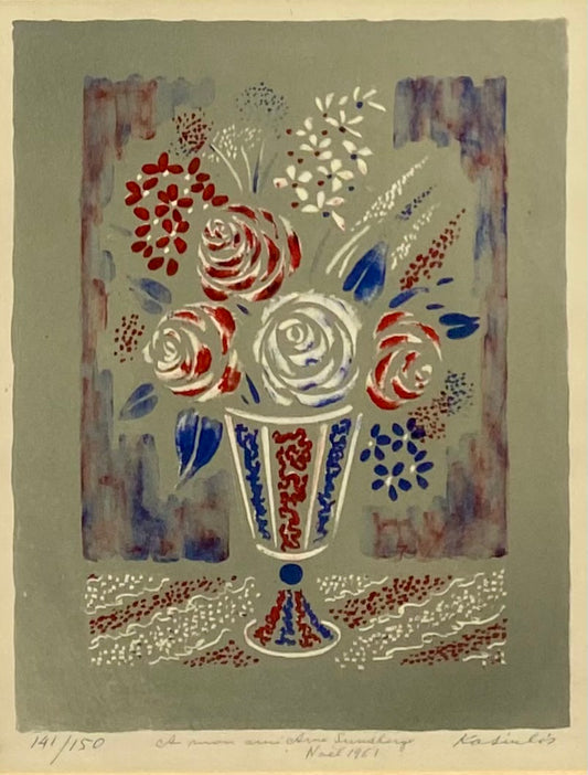 Vytautas Kasiulis | Gėlės | Litografija, 28x22 (51x43)