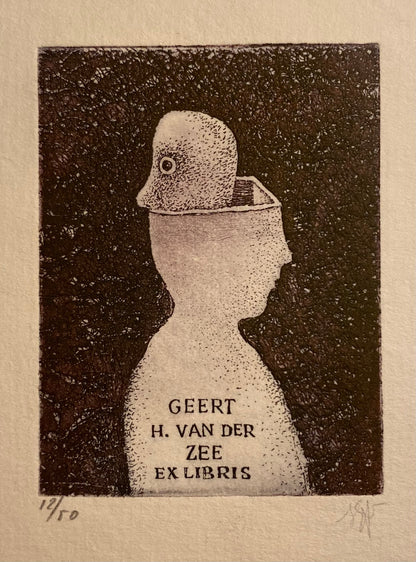 Stasys Eidrigevičius | Ekslibris Geert H. van der Zee | Ofortas, 12/50, 7.5x5.5 (lakštas 12x9)