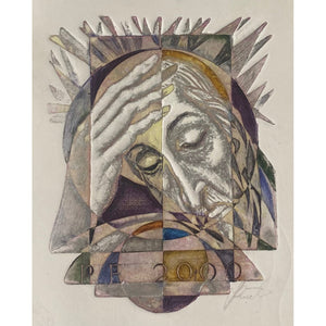 Antanas Kmieliauskas | Greeting card to P.F. 2000 | Paper, author's technique (coloured textile lithograph), 11,5x9