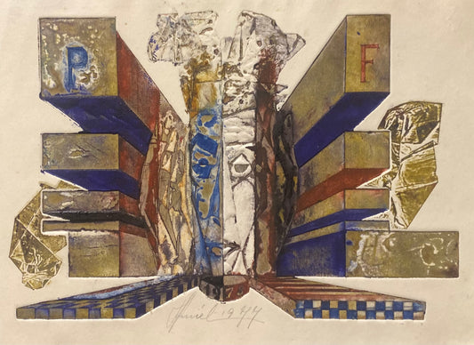 Antanas Kmieliauskas | Sveikinimo atvirukas P.F. 1978 | Pop., autorinė technika (spalv. tekstolito estampas), 13x19