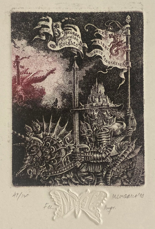 Marius Liugaila | St. .George Guardians of Knights, 1998 | Popierius, ofortas, mecotinta, 13x10