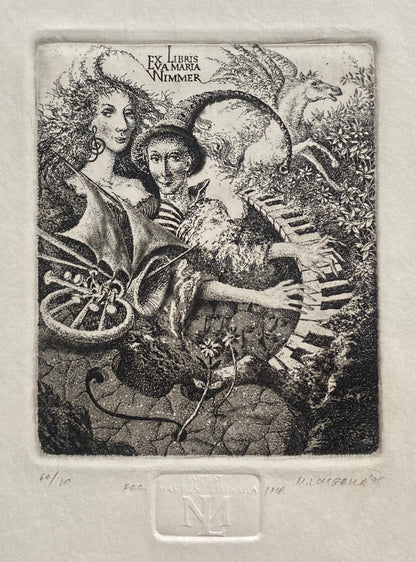 Marius Liugaila | Ex Libris Eva Maria Wimmer, 1995 | Etching, Aquatint, 12x9,8
