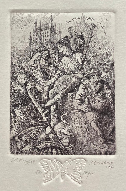 Marius Liugaila | Exlibris Joachim Coens, 1997 | Etching, Aquatint, 13x9.7