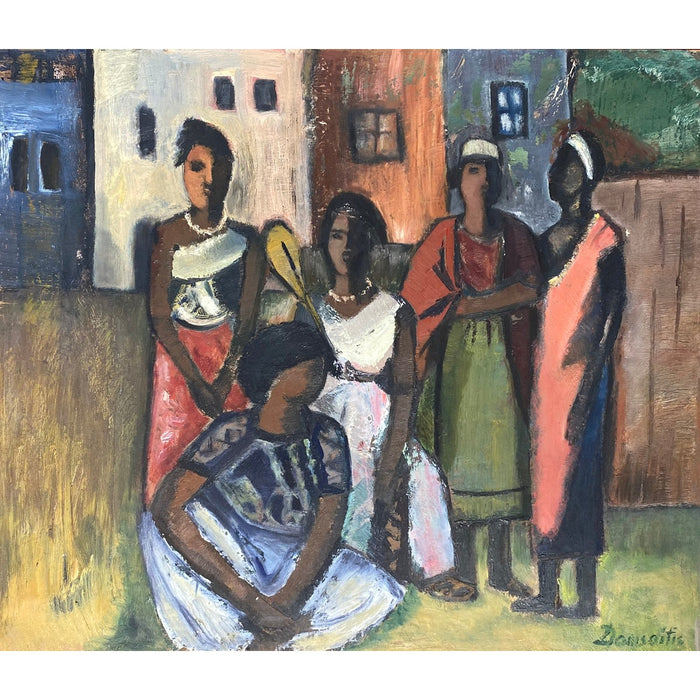 Pranas Domšaitis | African women / Afrikietės | Aliejus kartonas, 62x73 (84x94.5)