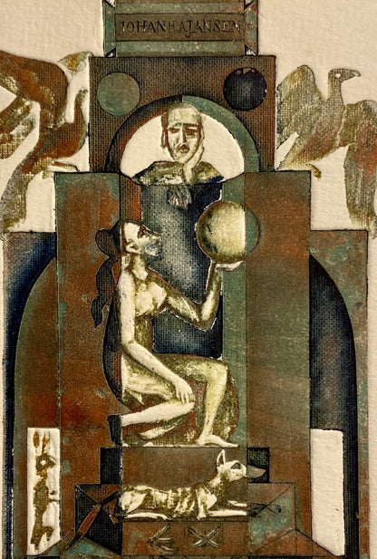 Antanas Kmieliauskas | Ex Libris Johan H.A. Jansen, 1973 | Paper, author's technique (coloured textile lithograph), 12,5x8,5