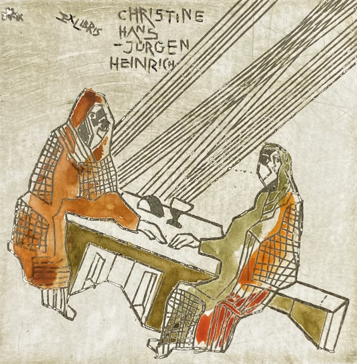 Vincas Kisarauskas | Ekslibris Christine Hans Jorgen Heinrich, 1984 | Ofortas, 8,5x8,5 (19x19)