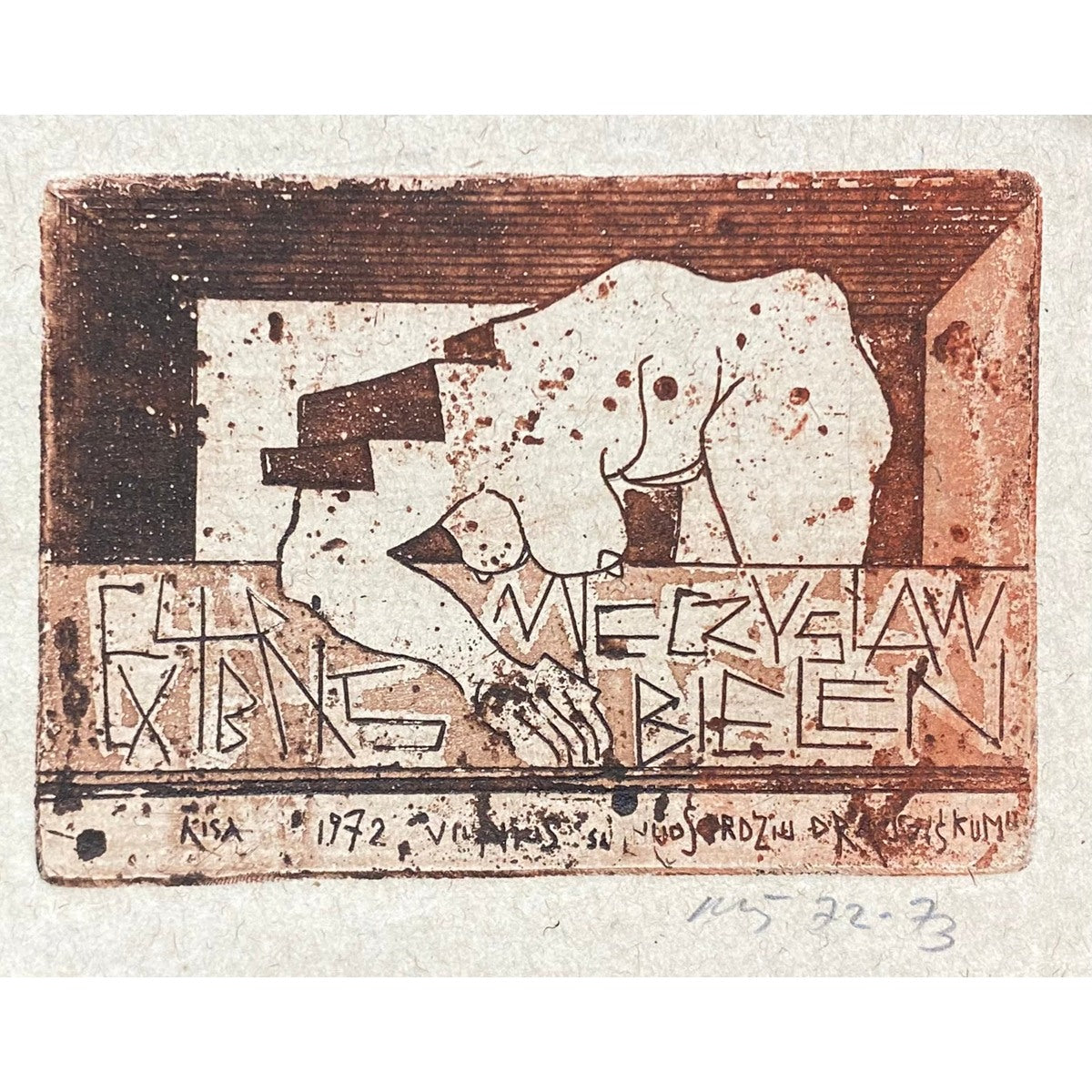 Vincas Kisarauskas | Ex Libris Meczyslaw Bieleń, 1972-73 | Etching, 9x13 (18x23)