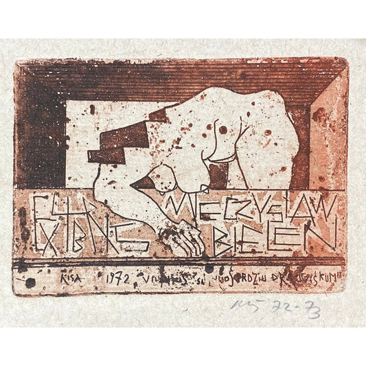 Vincas Kisarauskas – Ekslibrisas Meczyslaw Bieleń. Su nuoširdžiu draugiškumu, 1972