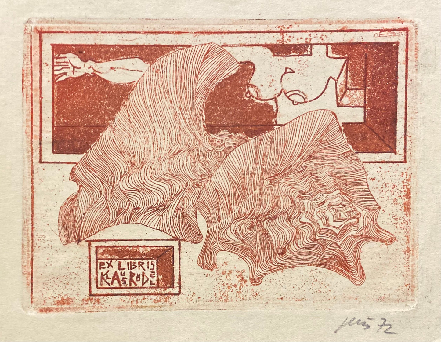 Vincas Kisarauskas | Ekslibris Klaus Rödel, 1972 | Ofortas, akvatinta, 10x13,2