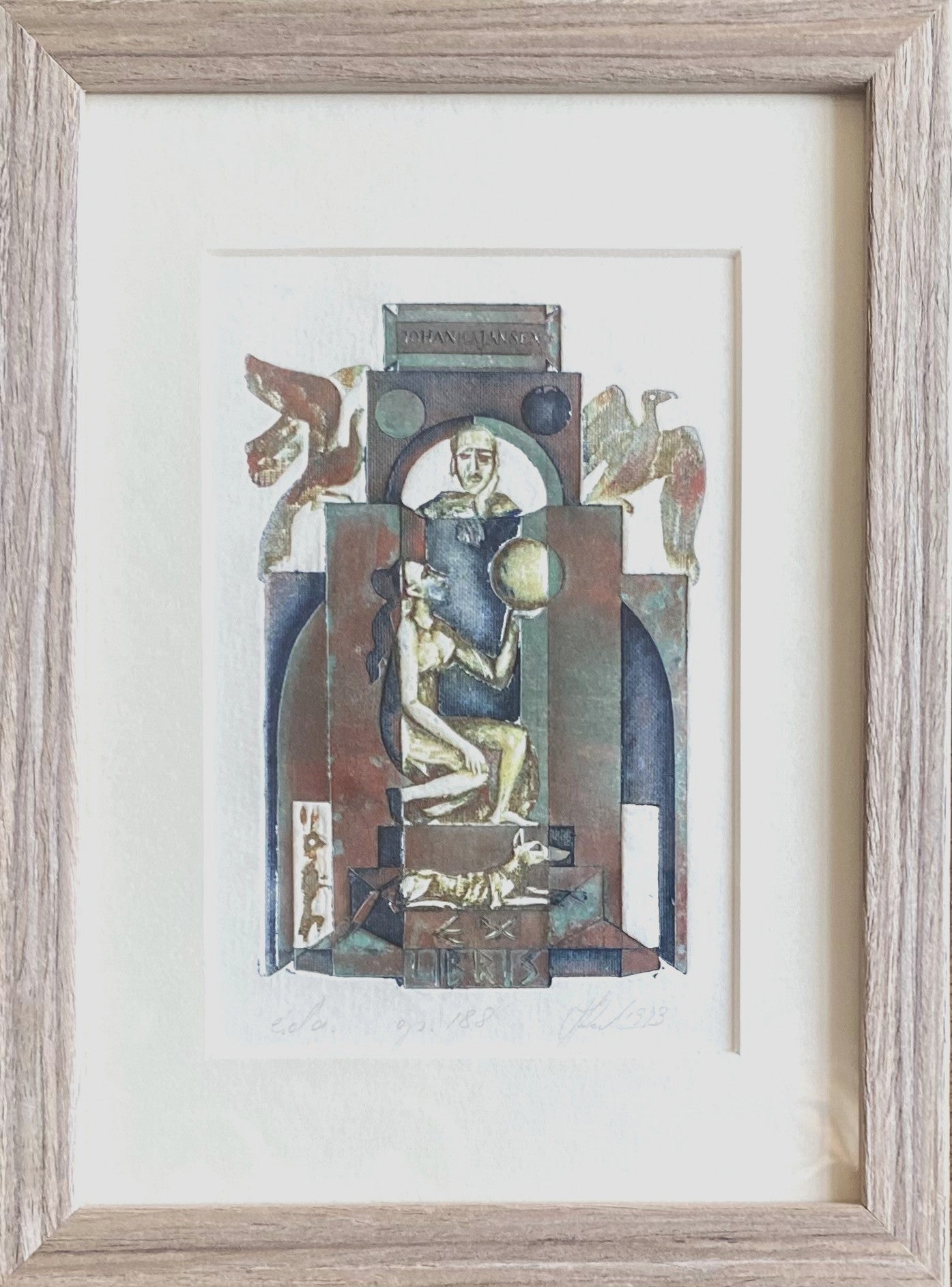 Antanas Kmieliauskas | Ex Libris Johan H.A. Jansen, 1973 | Paper, author's technique (coloured textile lithograph), 12,5x8,5