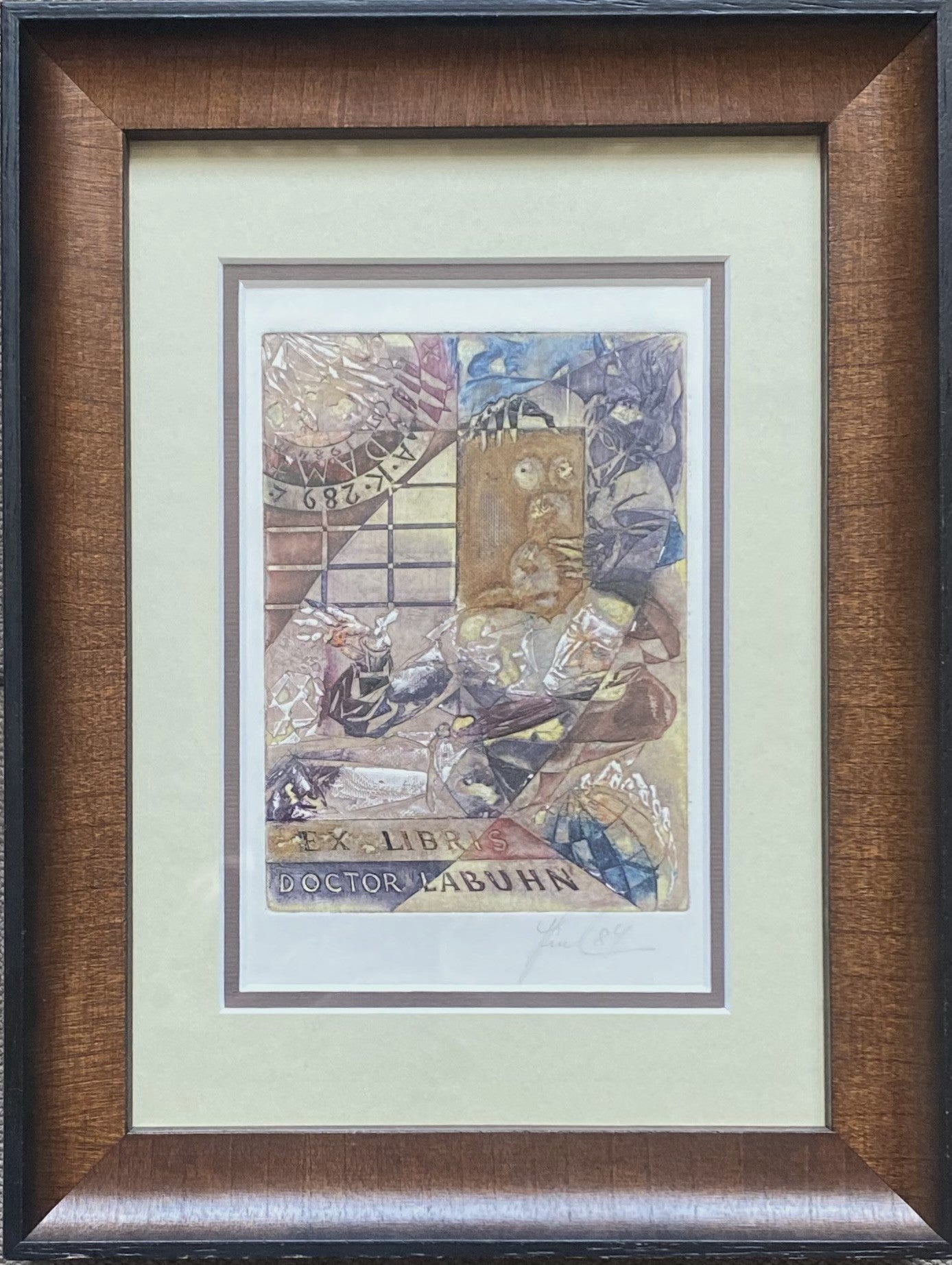 Antanas Kmieliauskas | Exlibris Doctor Labuhn, 1984 | Paper, author's technique (coloured textile lithograph), 12x9