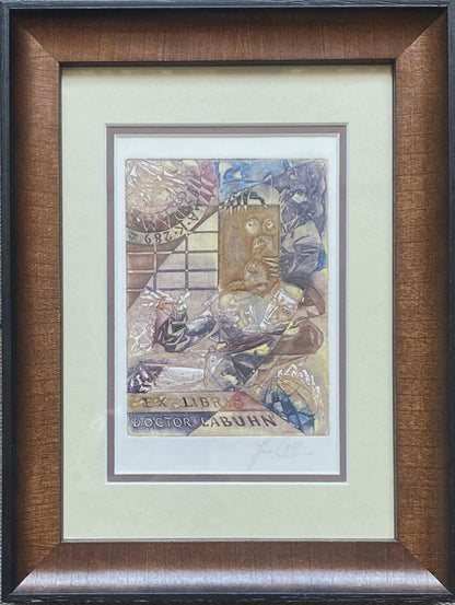 Antanas Kmieliauskas | Exlibris Doctor Labuhn, 1984 | Paper, author's technique (coloured textile lithograph), 12x9