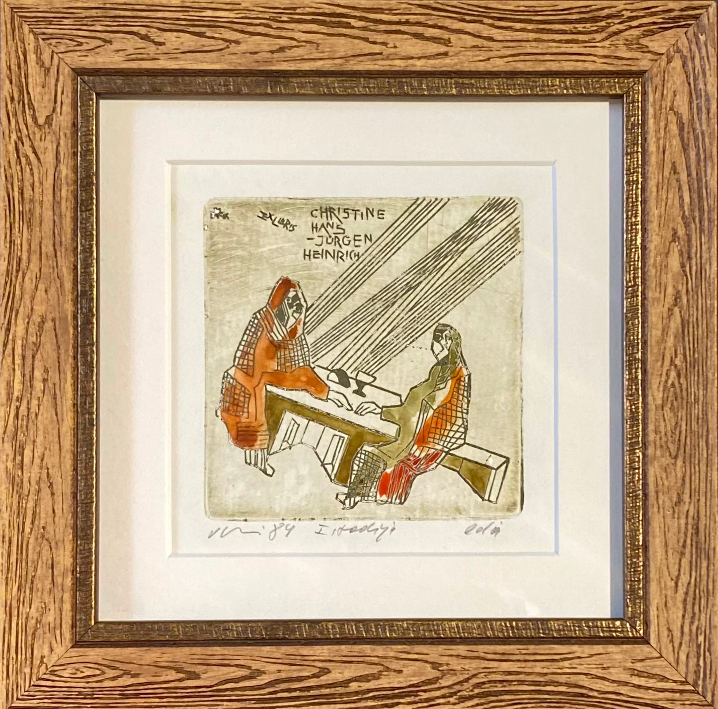 Vincas Kisarauskas | Ekslibris Christine Hans Jorgen Heinrich, 1984 | Ofortas, 8,5x8,5 (19x19)