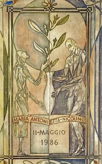 Antanas Kmieliauskas | Ekslibris Nely Van De Weerd, 1996 | Pop., autorinė technika (spalv. tekstolito estampas), 13x8 (23x17)