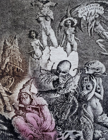 Marius Liugaila | Temptation of St. Anthony / Šv. Antano gundymas, 2007 | Popierius, ofortas, mecotinta, 12,6x9,7 (23,5x17,5)