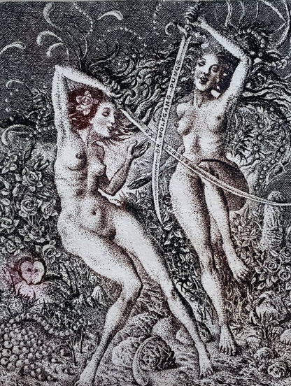 Marius Liugaila | Duel / Dvikova, 2006 | Popierius, ofortas, mecotinta, 12,6x9,7 (28x23)