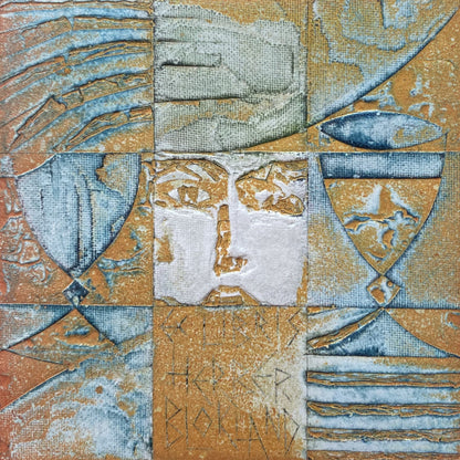 Antanas Kmieliauskas | Ekslibris Herber Blokland, 1970 | Pop., autorinė technika (spalv. tekstolito estampas), 9,4x9,4 (20x20)