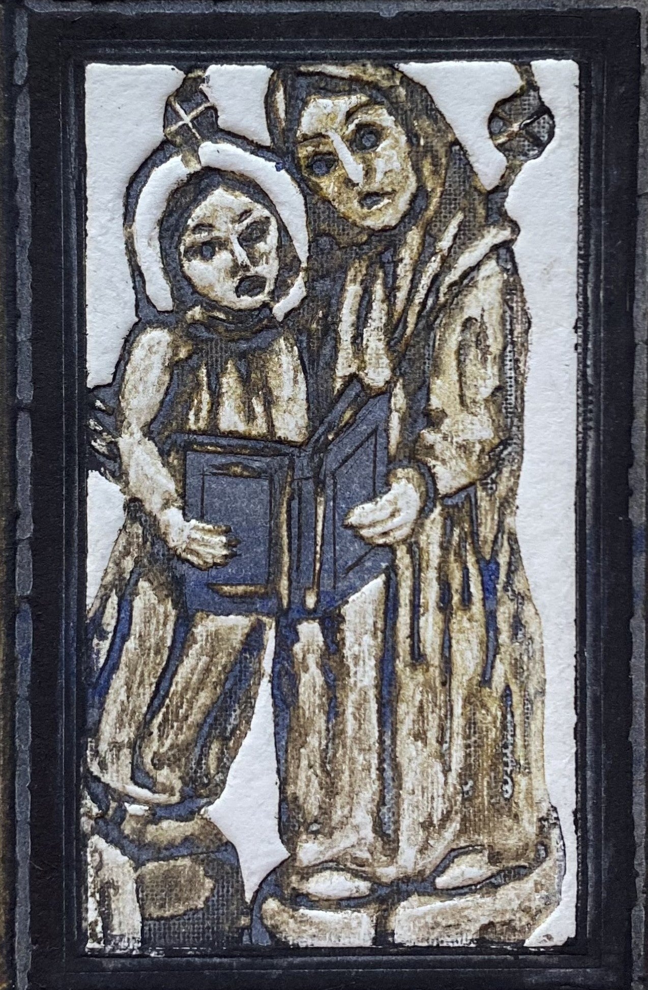 Antanas Kmieliauskas | Ekslibris Navarra Evaristo, 1972 | Pop., autorinė technika (spalv. tekstolito estampas), 15,8x10 (24x18)