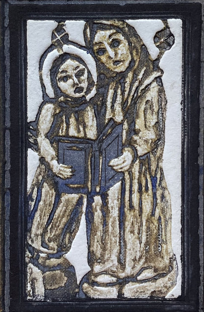 Antanas Kmieliauskas | Ekslibris Navarra Evaristo, 1972 | Pop., autorinė technika (spalv. tekstolito estampas), 15,8x10 (24x18)