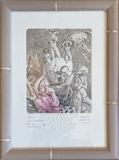 Marius Liugaila | Temptation of St. Anthony / Šv. Antano gundymas, 2007 | Popierius, ofortas, mecotinta, 12,6x9,7 (23,5x17,5)