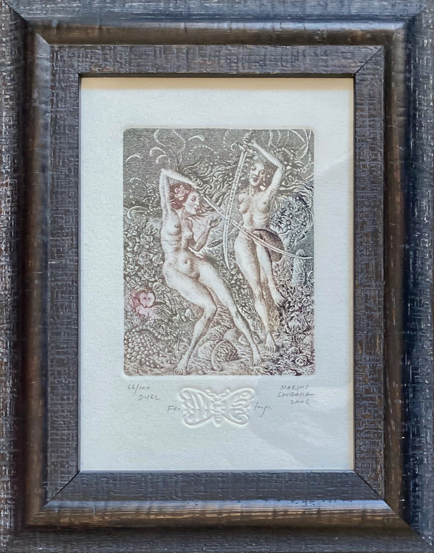 Marius Liugaila | Duel / Dvikova, 2006 | Popierius, ofortas, mecotinta, 12,6x9,7 (28x23)