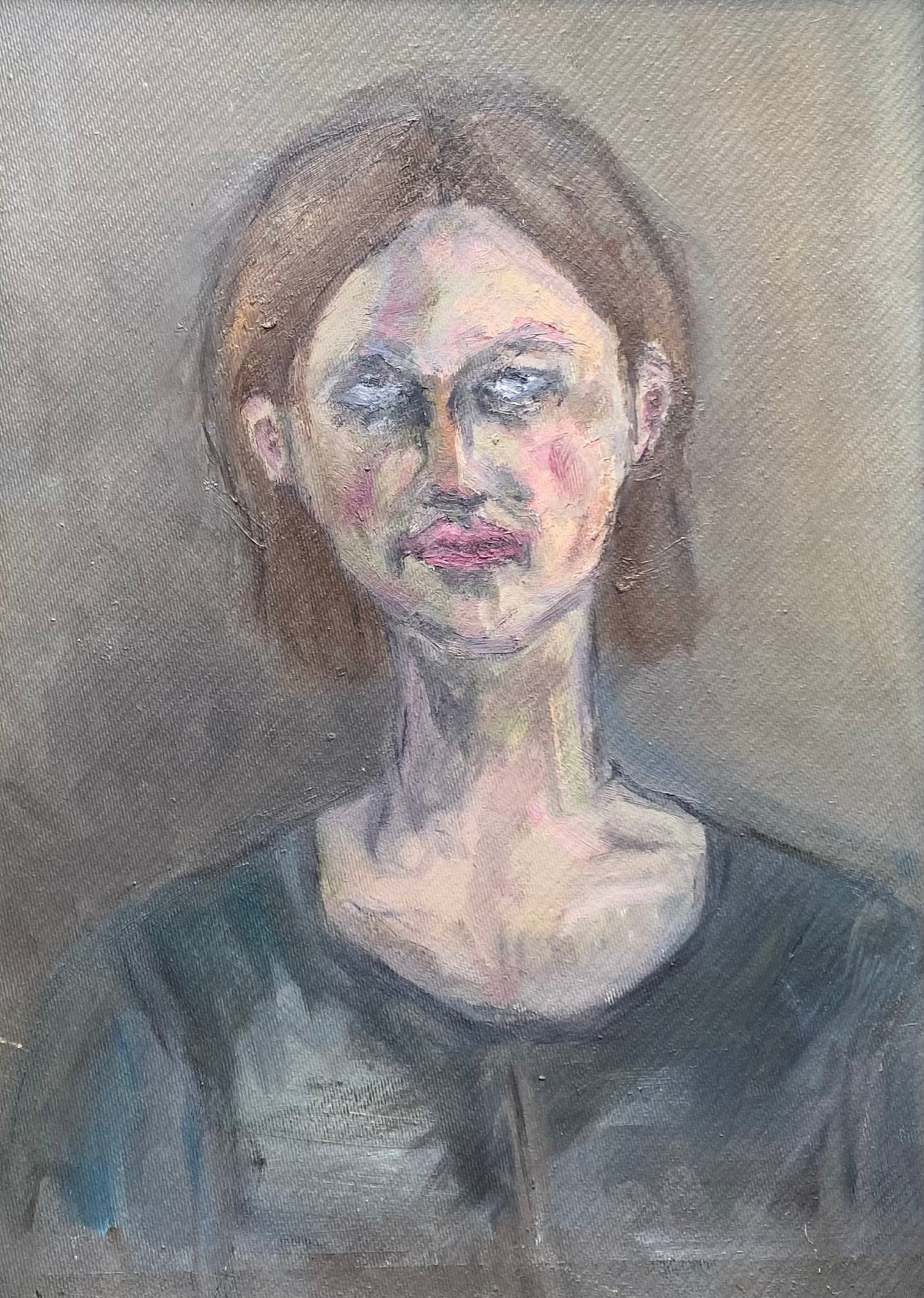Aurelija Bulaukaitė | Autoportretas, 2018 | Aliejus, kartonas, 61,7x44,7 (67x50)