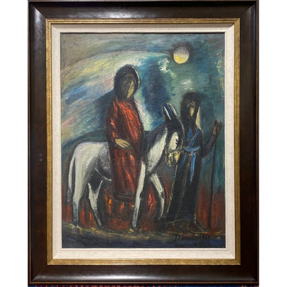 Pranas Domšaitis | The Flight to Egypt / Pabėgimas į Egiptą | Aliejus kartonas, 79x60 (101x83)
